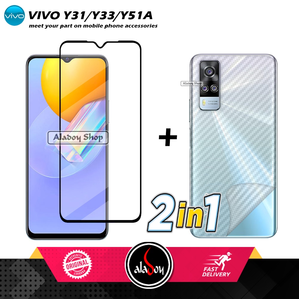 Jual PAKET IN Tempered Glass Layar Vivo Y31/Y33/Y51A Skin