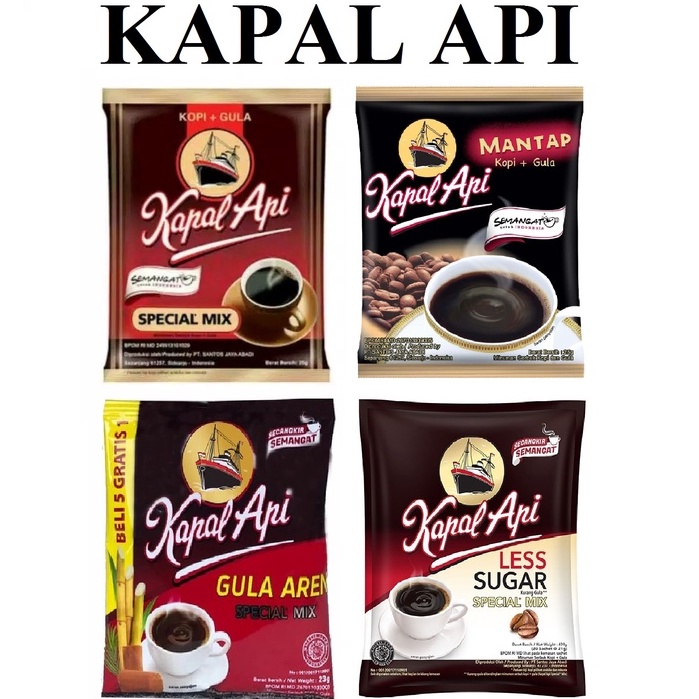 Jual kopi sachet kapal api less sugar, kopi + gula, gula aren, special