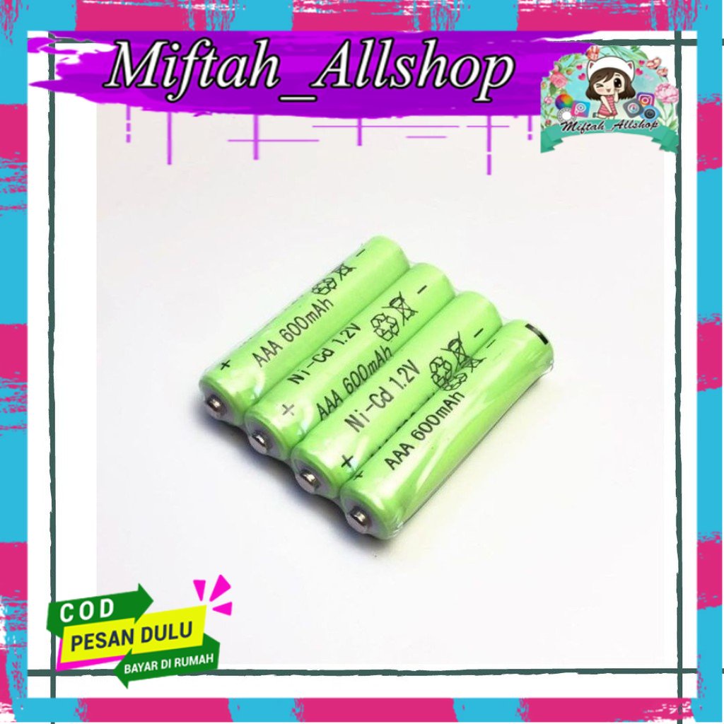 Jual BATERAI HIJAU ISI 4 RECHARGER AAA 600mAh | Shopee Indonesia
