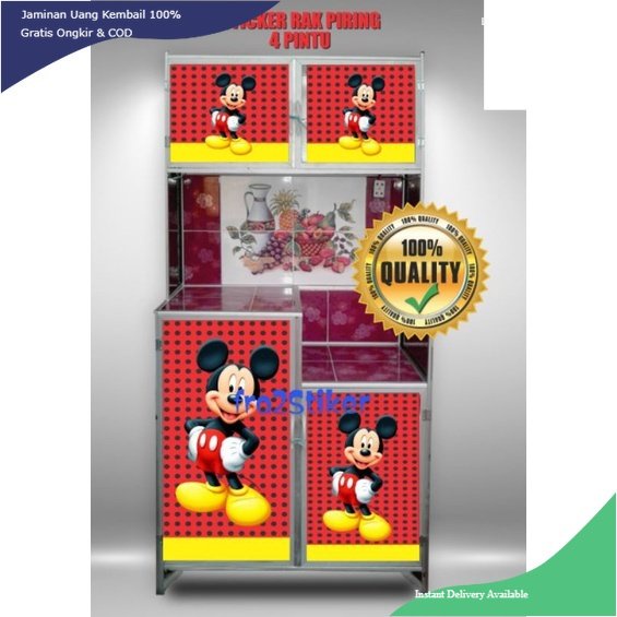 Jual WALLPAPER STIKER LEMARI RAK PIRING 4 PINTU MOTIF MICKEY MOUSE BARU ...