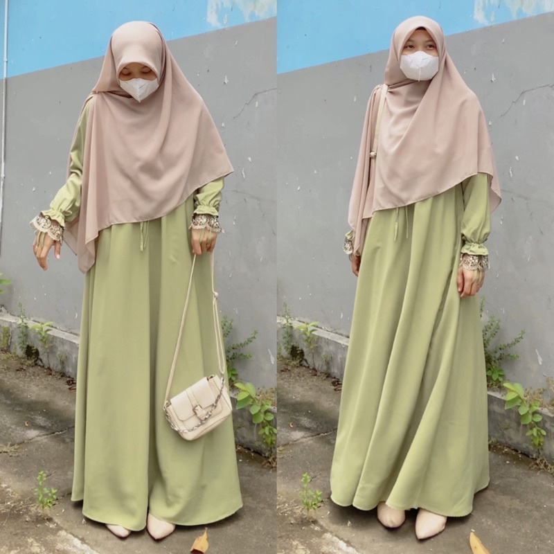 Jual Gamis Renda Nura Gamis Saja Gamis Renda Hitam Gold Shopee Indonesia