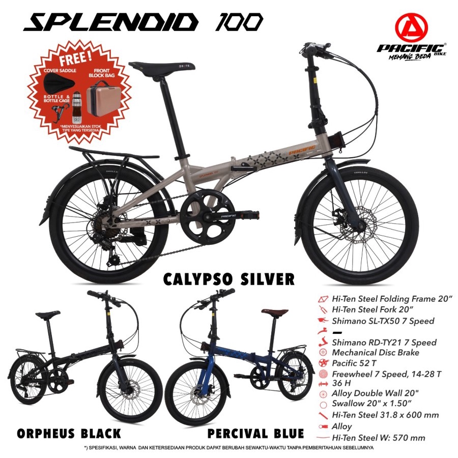 Jual Sepeda Lipat Pacific 20 Inch Splendid 100 Folding Bike Pacific ...