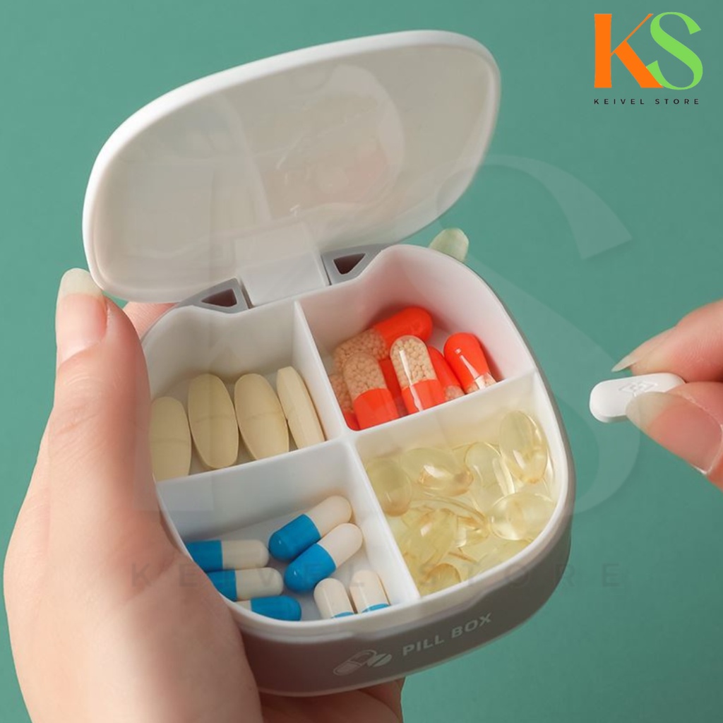 Jual Kotak Obat Tempat Pil Box Kapsul Vitamin Wadah 4 Sekat Organizer ...