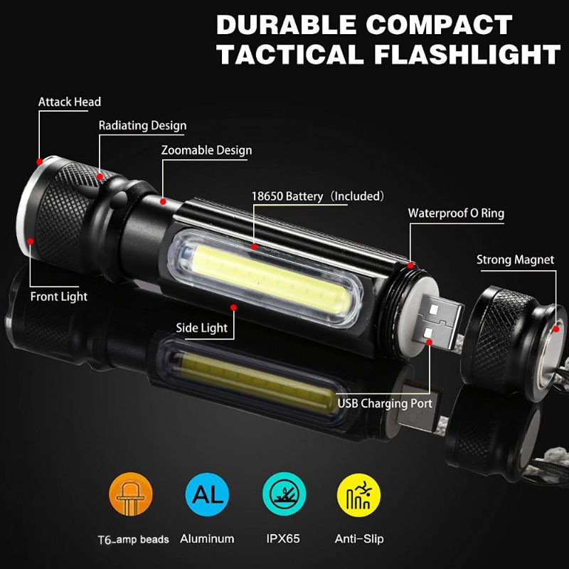 Jual TaffLED Senter LED Lantera USB Rechargeable Cree XML T6 + COB 2300 ...