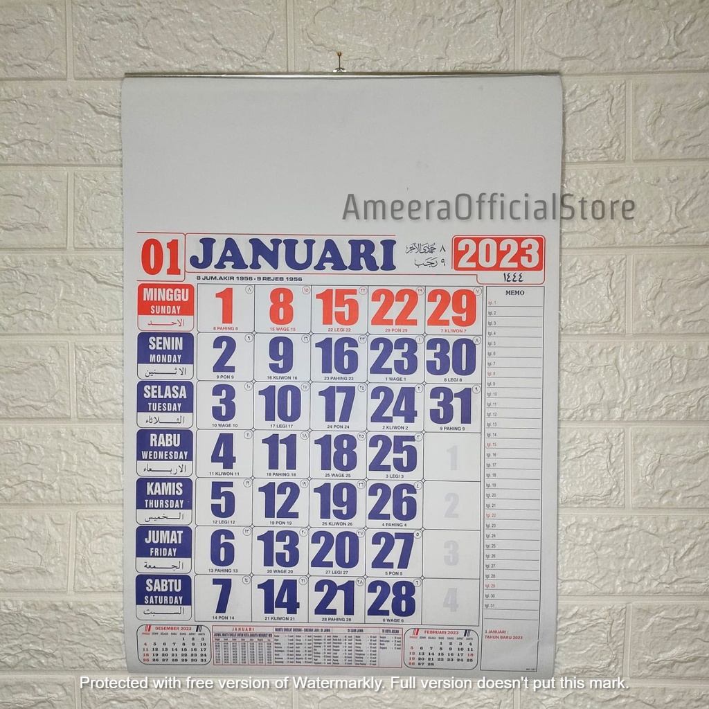 Jual Kalender Kerja Standar Besar Tahun 2023 Kertas Hvs 70gram Shopee Indonesia 