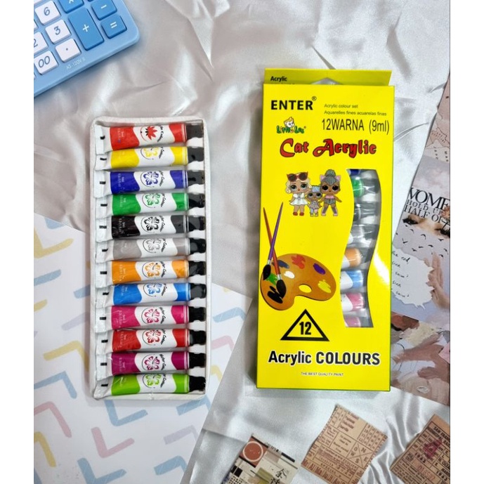 Jual ENTER Cat Acrylic / Cat Air 9ml 12 Warna | Shopee Indonesia