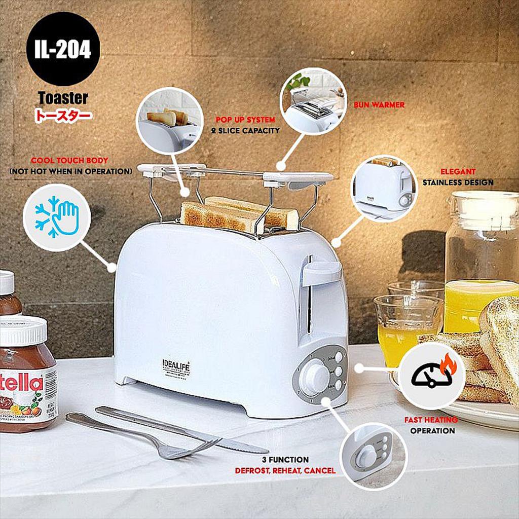 Jual IDEALIFE Toaster Alat Pemanggang Roti Elektrik 2 Slice IL-204 ...