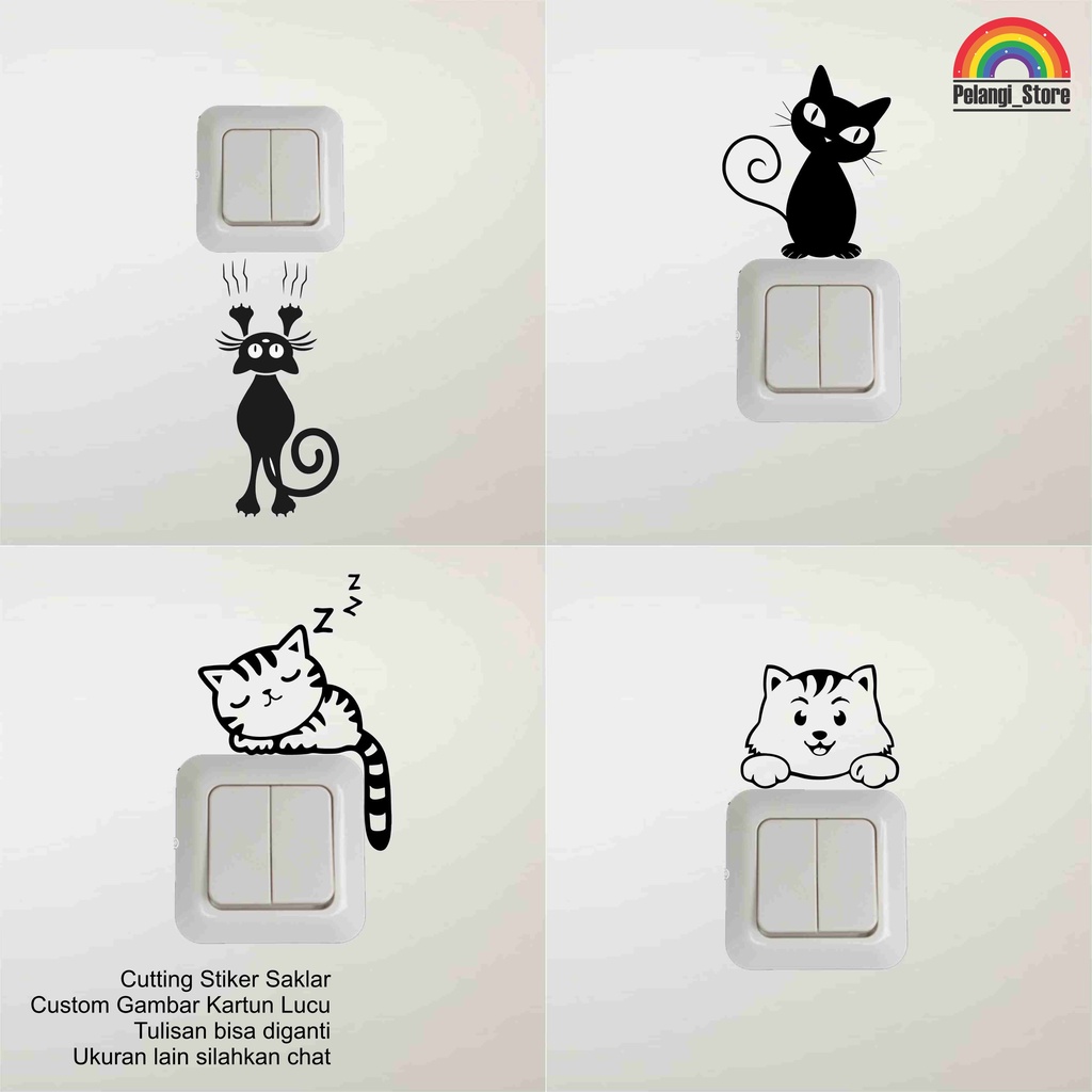 Jual Wall Sticker Saklar Lampu Rumah Karakter Lucu Unik Stiker Cutting ...