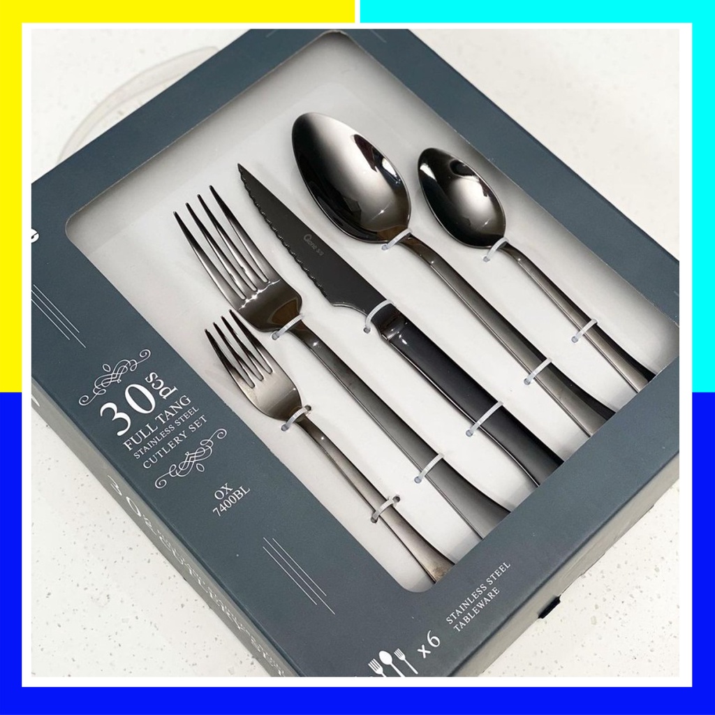 Jual OXONE 30 PCS STAINLESS STEEL CUTLERY SET OX-7400BL | Shopee Indonesia