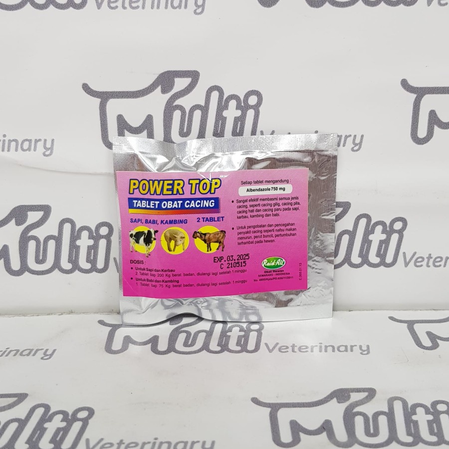 Jual POWER TOP 2 TABLET Obat Cacing Ternak Sapi Kambing Babi Raid All ...