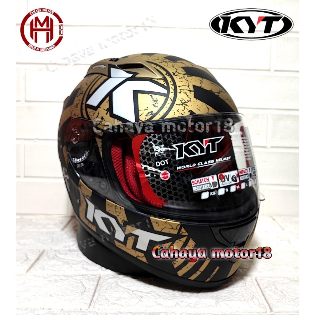 Jual HELM KYT RC7 MOTIF SERI 17 BLACK MATT GOLDHELM FULL FACE Shopee