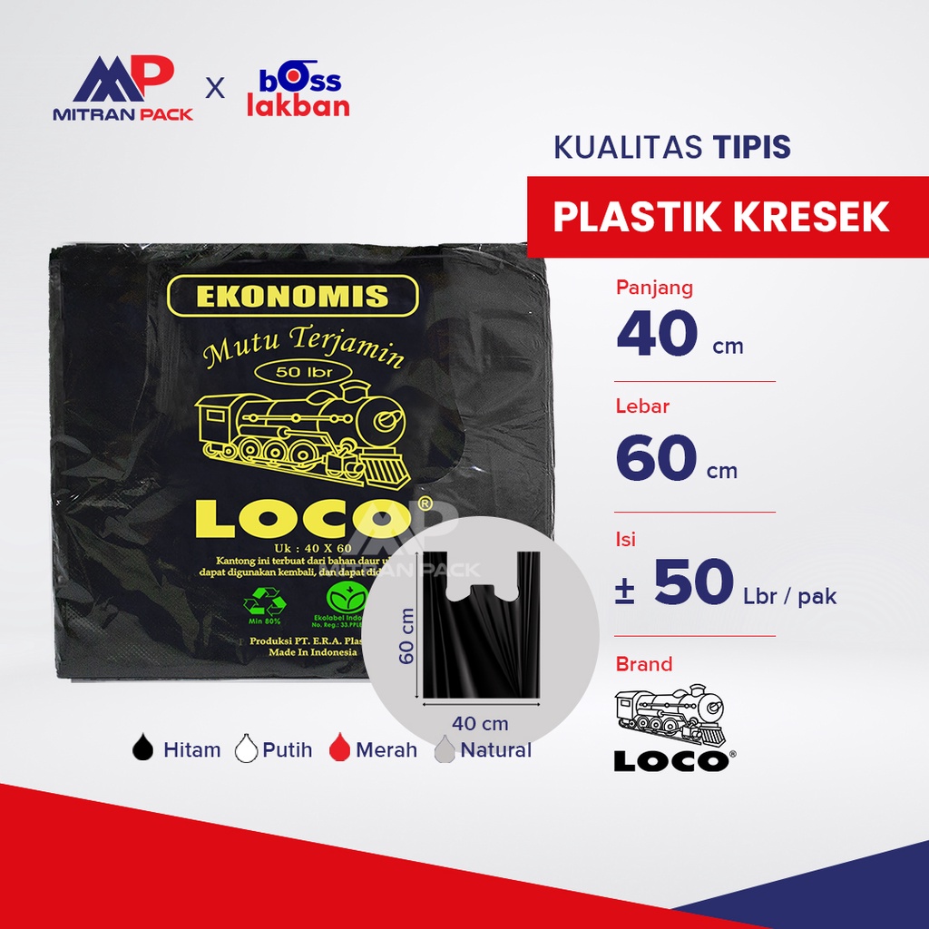 Jual Kantong Plastik Kresek Loco Ekonomis Tipis Ukuran 40 X 60 Cm