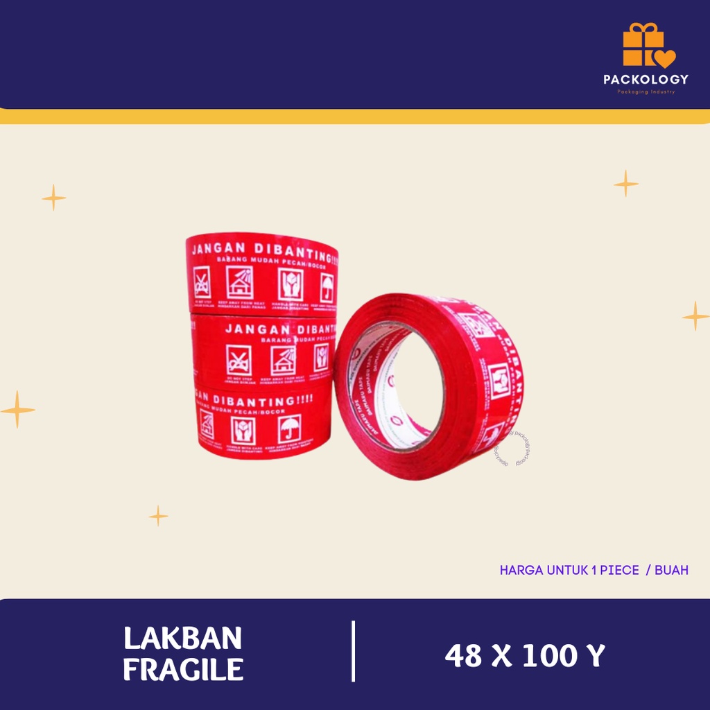 Jual LAKBAN FRAGILE MERAH 2
