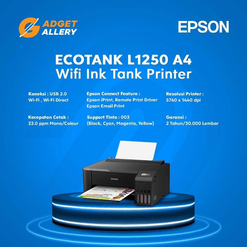 Jual Printer Epson Ecotank L1250 A4 Wi Fi Epson L1250 Ink Tank Printer Shopee Indonesia 7268