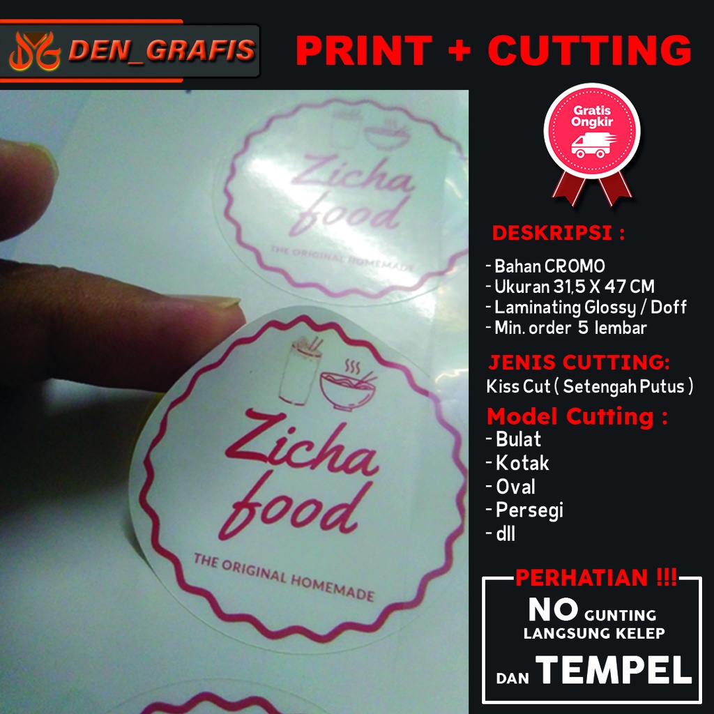 Jual Cetak Stiker Murah Sticker Cromo Sticker Label A3 Cutting Shopee Indonesia 6769