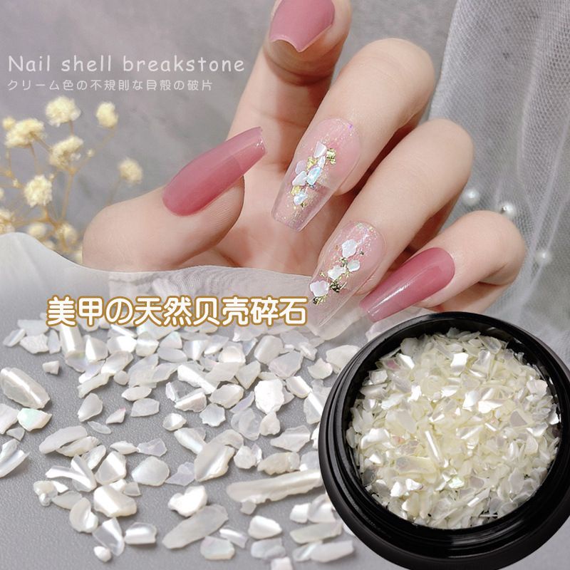 Jual Shell Breakstone White Shiny / Seashell White Gaya Jepang Nail Art