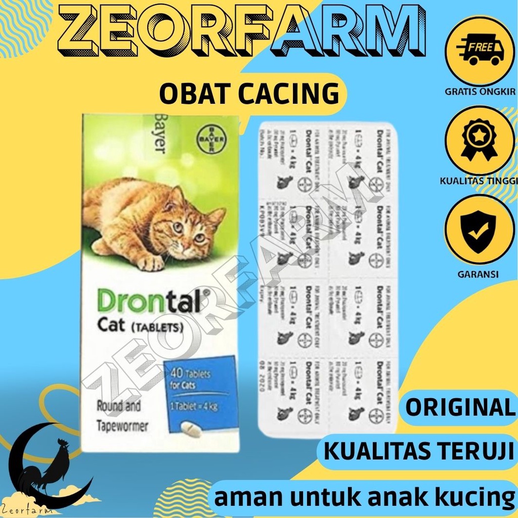 Jual DRONTAL CAT KUCING 1 TABLET - Obat Infeksi Cacing Hewan Kucing Cat ...