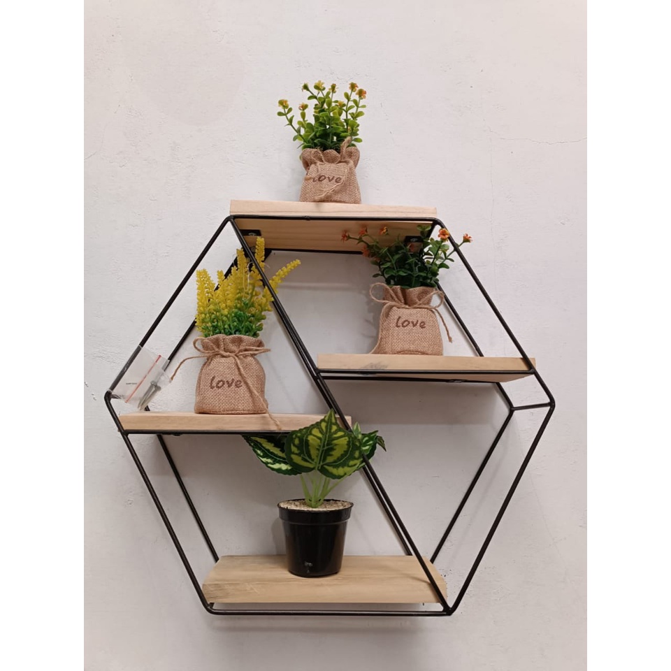 Jual Rak Hexagonal / Rak Dinding Besi Hexagonal | Shopee Indonesia