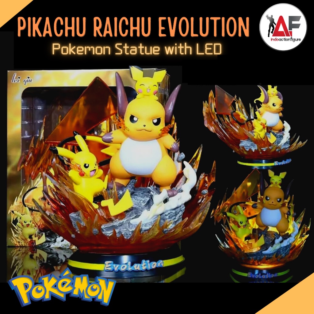 Jual Action Figure Statue Pokemon Pikachu Raichu Evolution Series LED ...