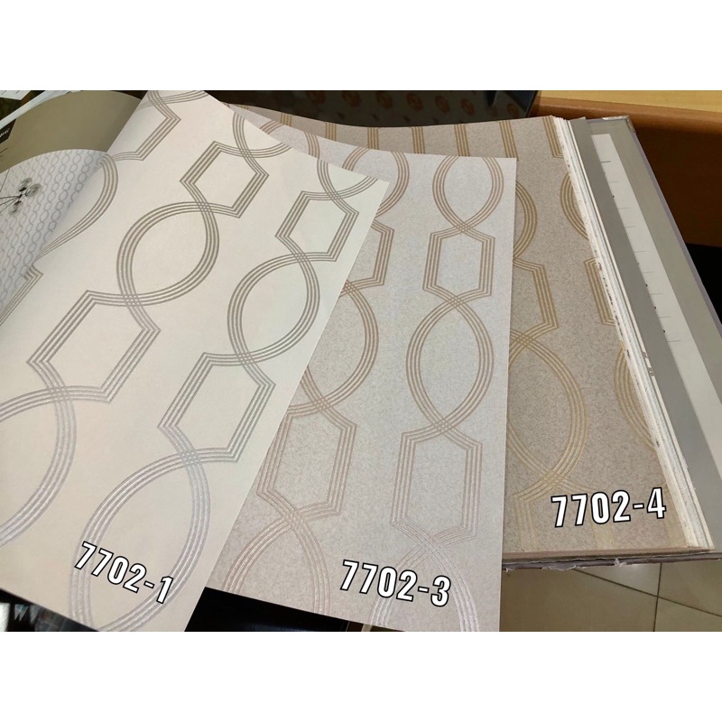 Jual Wallpaper Dinding Korea Geometri Lingkaran Abu Putih Gold Modern