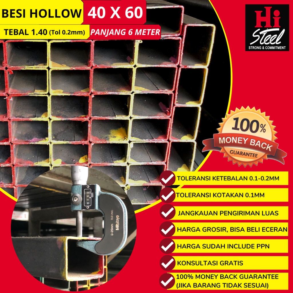 Jual Besi Hollow 40 X 60 X 1.40mm X 6m | Shopee Indonesia