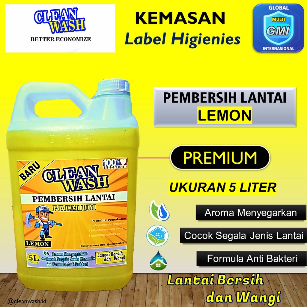 Jual Clean Wash Pembersih Lantai Sabun Super Pel Ukuran 5 Liter Floor