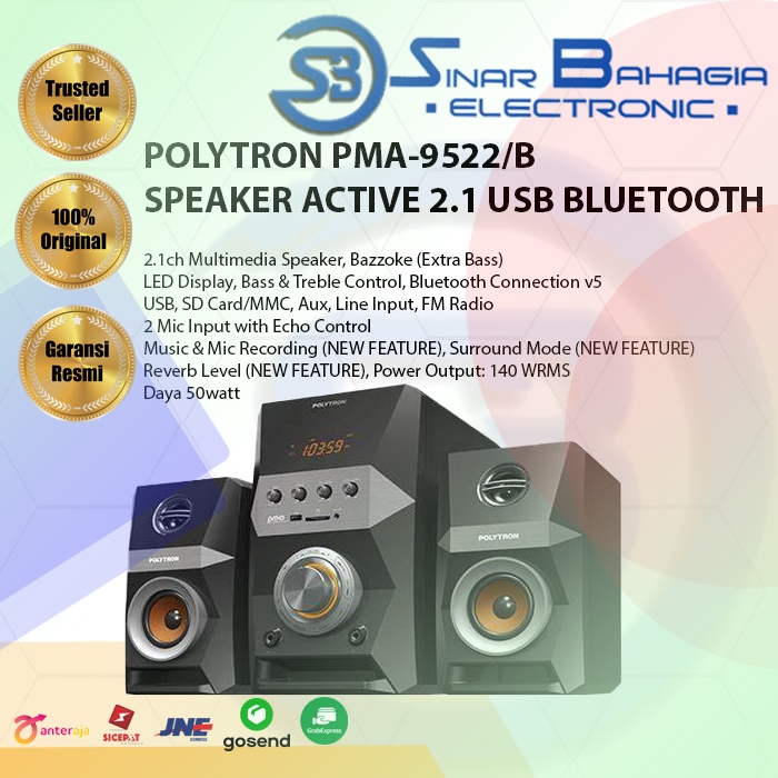 Jual POLYTRON PMA-9522/B SPEAKER ACTIVE 2.1 USB BLUETOOTH (NEW) (KHUSUS ...