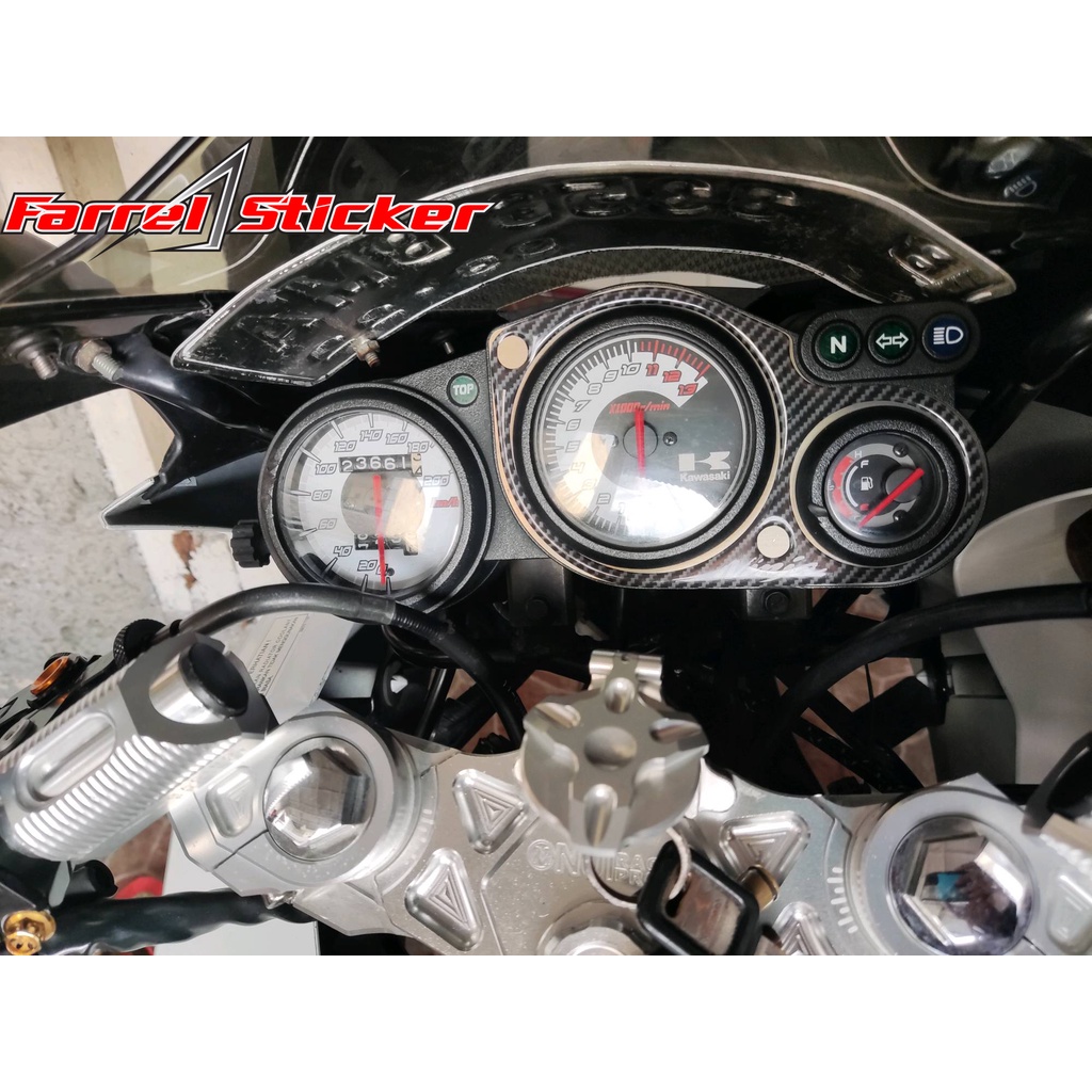 Jual STIKER TIMBUL STICKER CARBON COVER SPIDOMETER SPEEDOMETER NINJA RR ...
