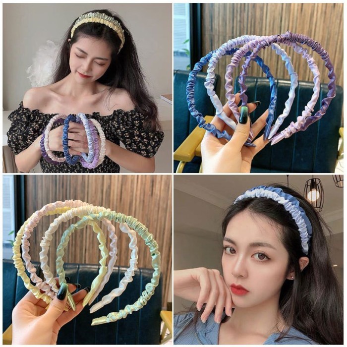 Jual Bop Real Pict Bando Scrunchie Satin Bendo Korea Style Headband Kerut Asli Ori Good 