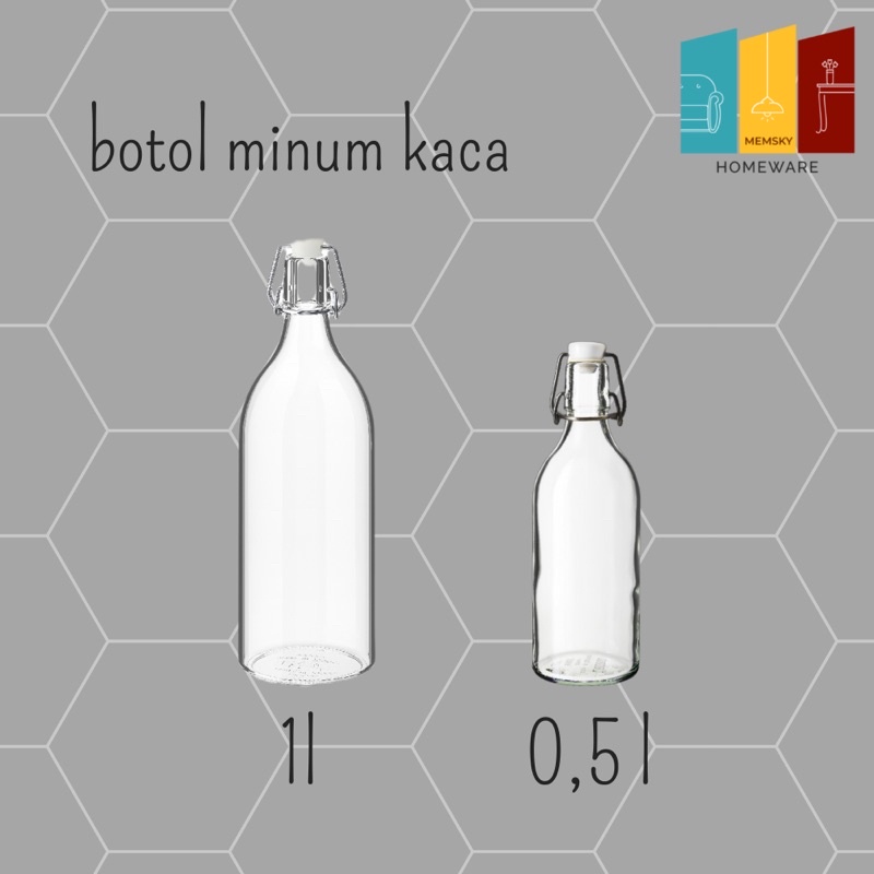 Jual KORKEN botol kaca bening tempat air minum dengan penutup botol ...