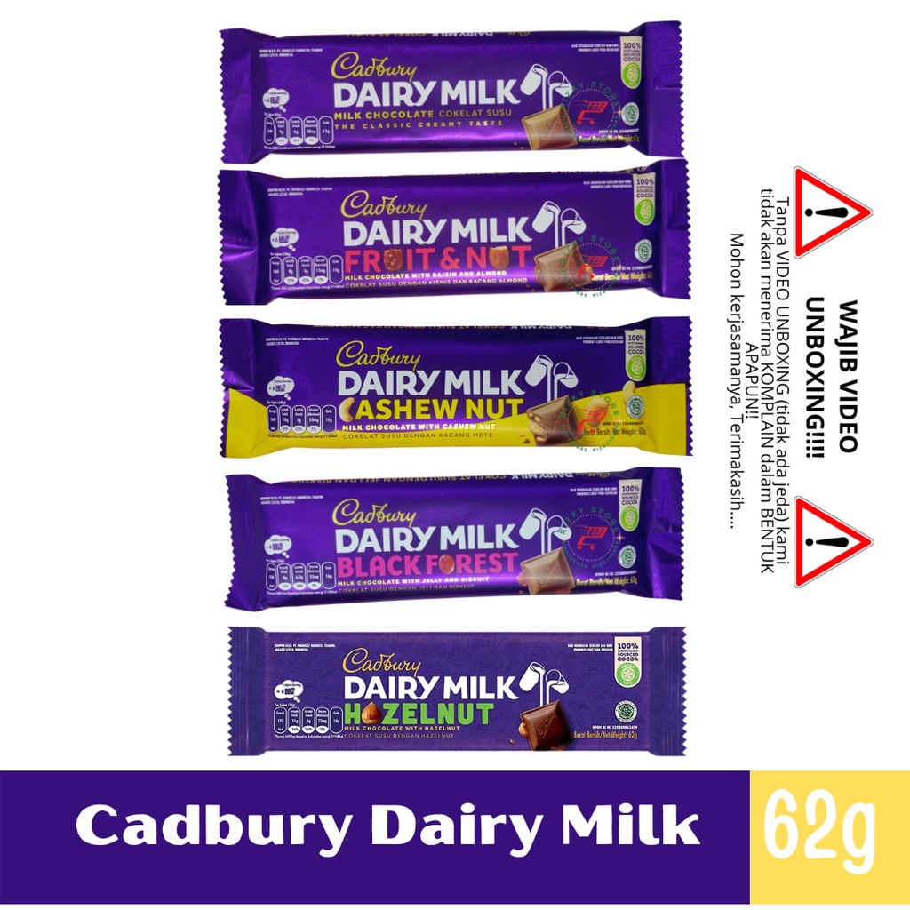 Jual Cadbury Dairy Milk Cokelat 62 Gram 4 Varian Shopee Indonesia