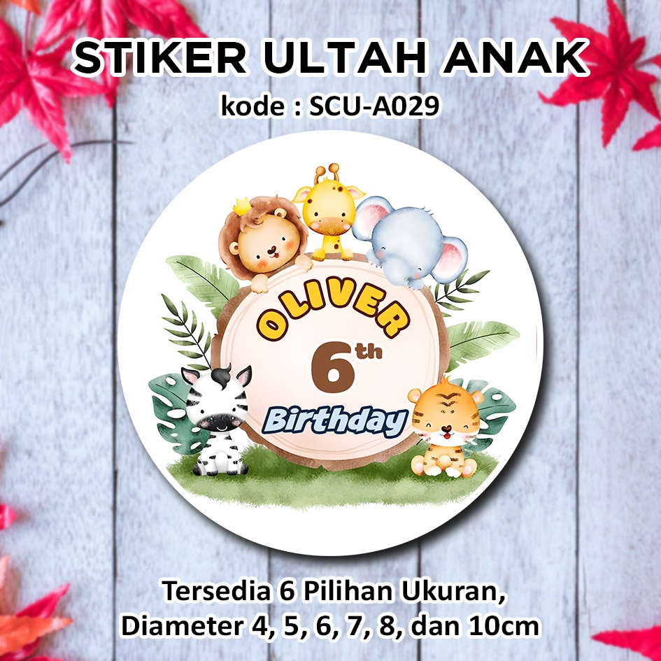Jual STIKER ULANG TAHUN ANAK HEWAN RIMBA CUTE JUNGLE ANIMALS STICKER ...