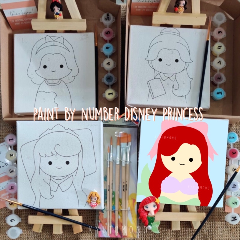 Jual Paint By Number Disney Princess Edition Ariel Belle Aurora Snow