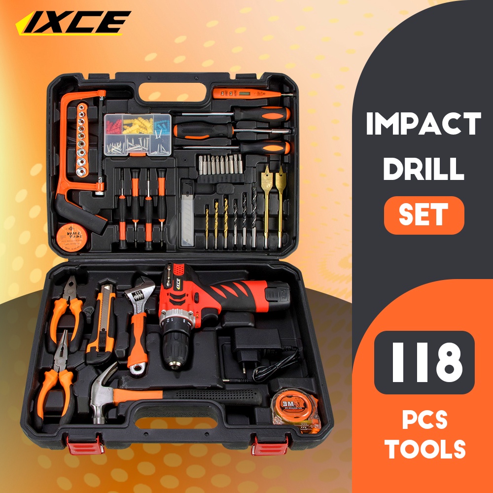 Jual IXCE 118Pcs Hand Toolset / Tool Kit Set / Toolbox 12V Cordless