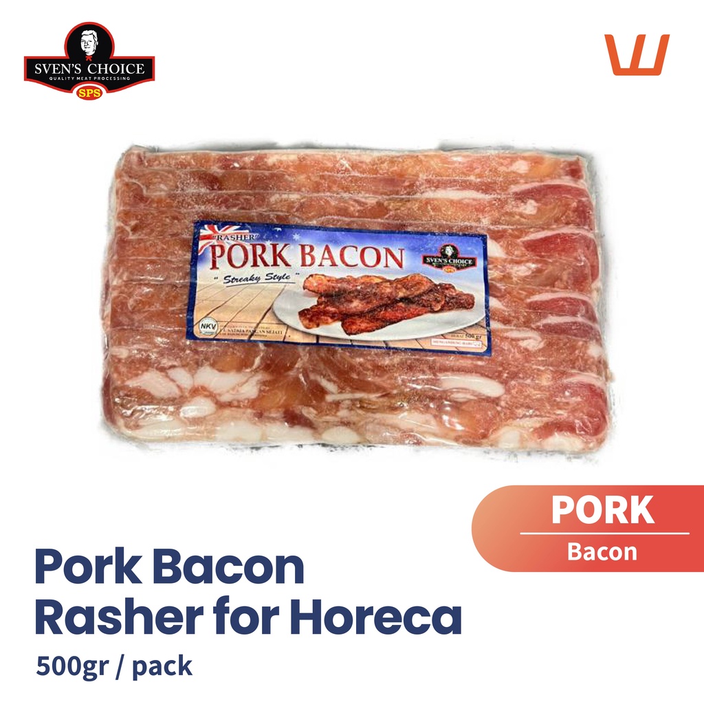 Jual Pork Bacon Rasher for Horeca Sven's Choice 500gr | Shopee Indonesia