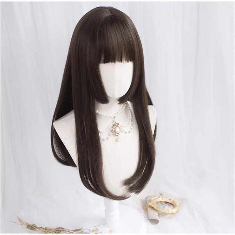 Jual Wig Akemi Poni Hime Cut Lurus 60cm Rambut Palsu Wanita Korea