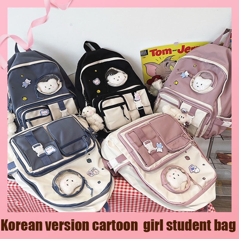 Jual Tas Ransel Impor Wanita Tas Gendong Punggung Hitam Imut Korean