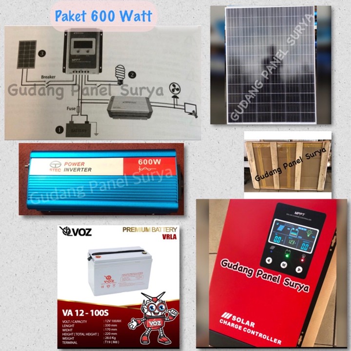 PAKET Solar Panel Surya Solarcell PLTS Tenaga Surya 600W 600Watt
