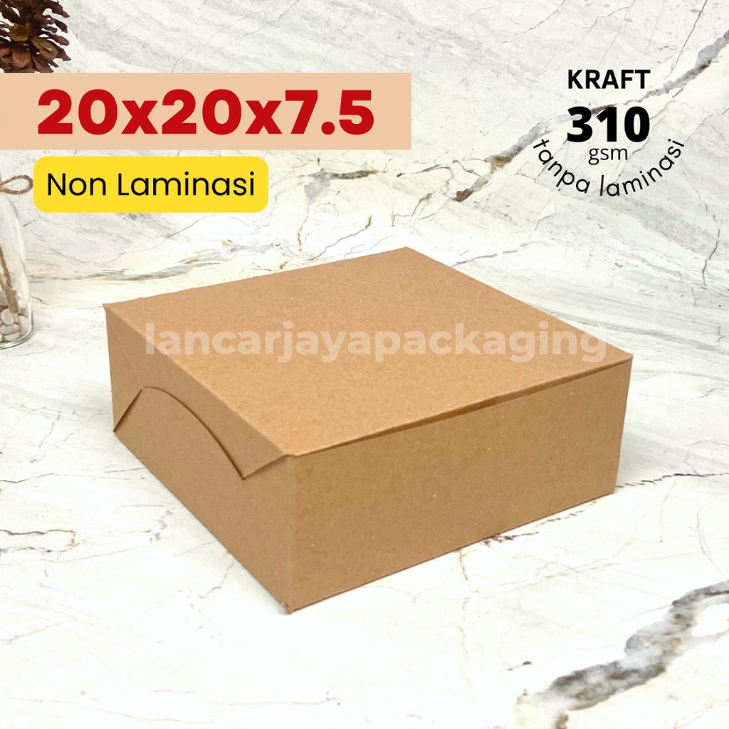 Jual BOX KRAFT DOS COKLAT KOTAK PACKING KUE SNACK ROTI UKURAN 20x20x7.5 ...