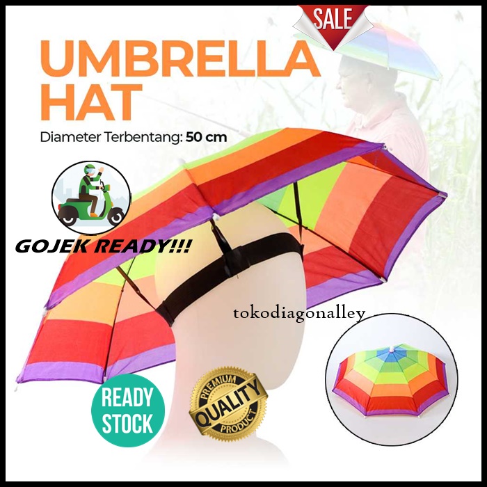 Jual Payung Model Topi Umbrella Hat Anti Panas dan Hujan Topi Payung