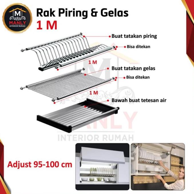 Jual Rak Piring Gantung Tatakan Lemari Kitchen Set Stainless Steel Cm Dsfwef Ef Shopee