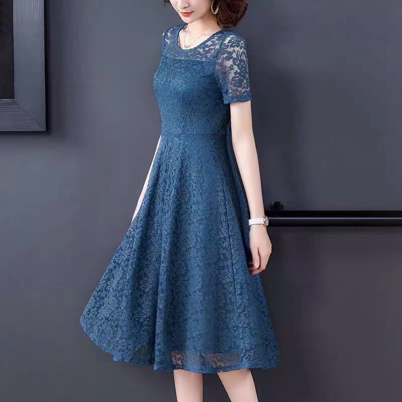Jual Gaun renda Korea ukuran besar/korea dress | Shopee Indonesia