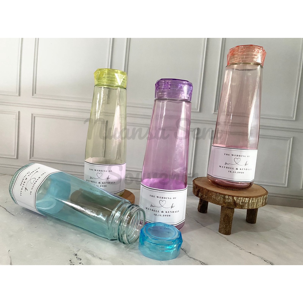 Jual Souvenir Botol Kristal Botol Kaca Minum 380ml Botol Infused Water Botol Tumbler Warna Warni 5780