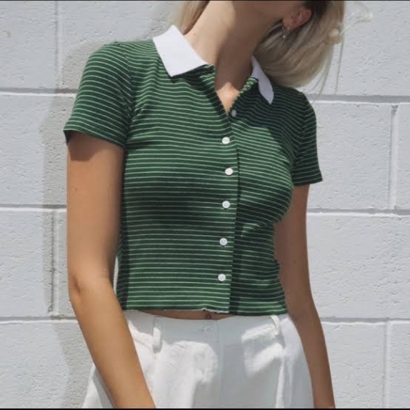 Jual Brandy Melville Caroline Top (rare striped green) Shopee Indonesia