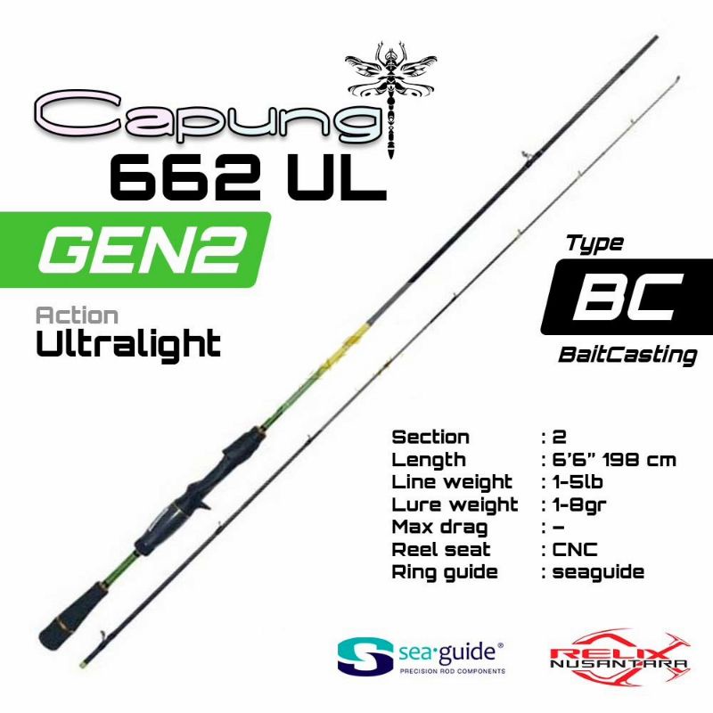 Jual Joran Ultralight Baitcasting Relix Nusantara Capung 662UL