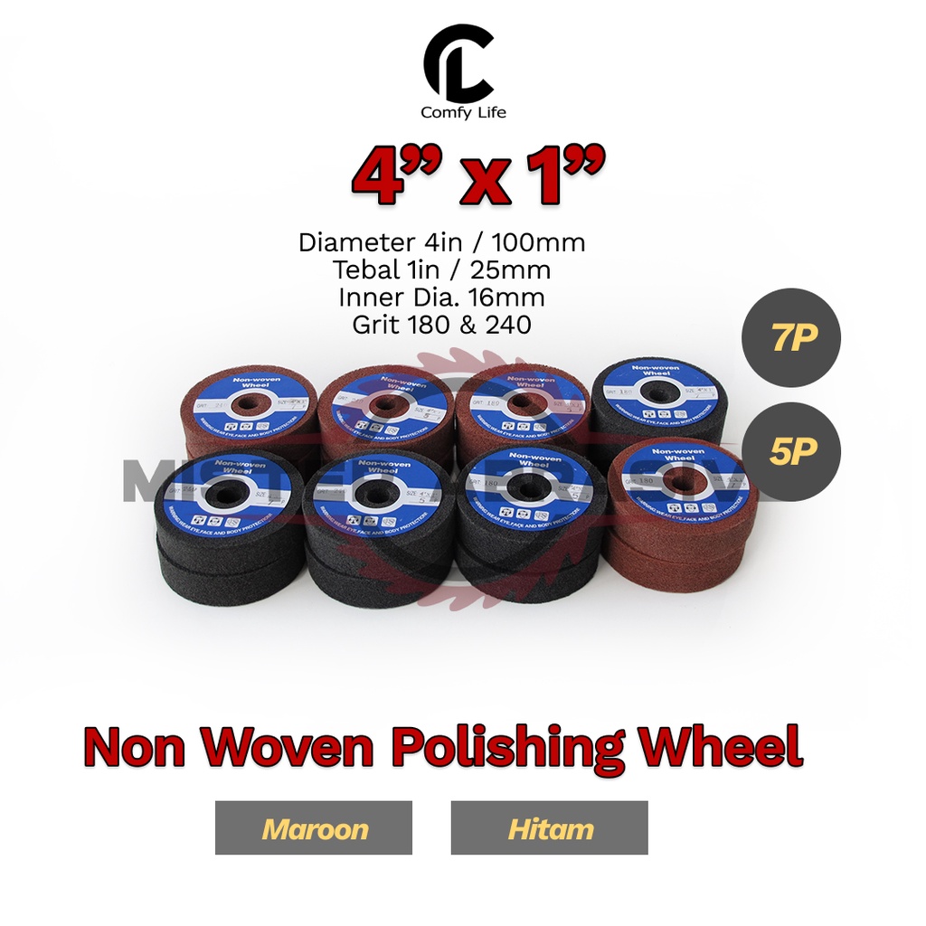 Jual Nonwoven 4 in x 1 in Polishing Wheel Spon Roda Busa Poles Non ...