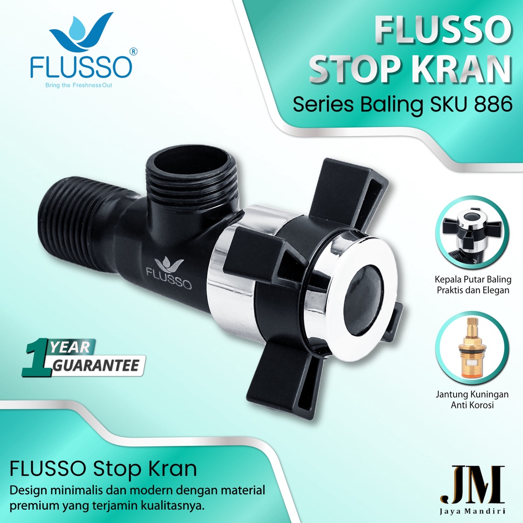 Jual Flusso Stop Kran Air Stop Keran Shower Stop Kran Closet Hitam