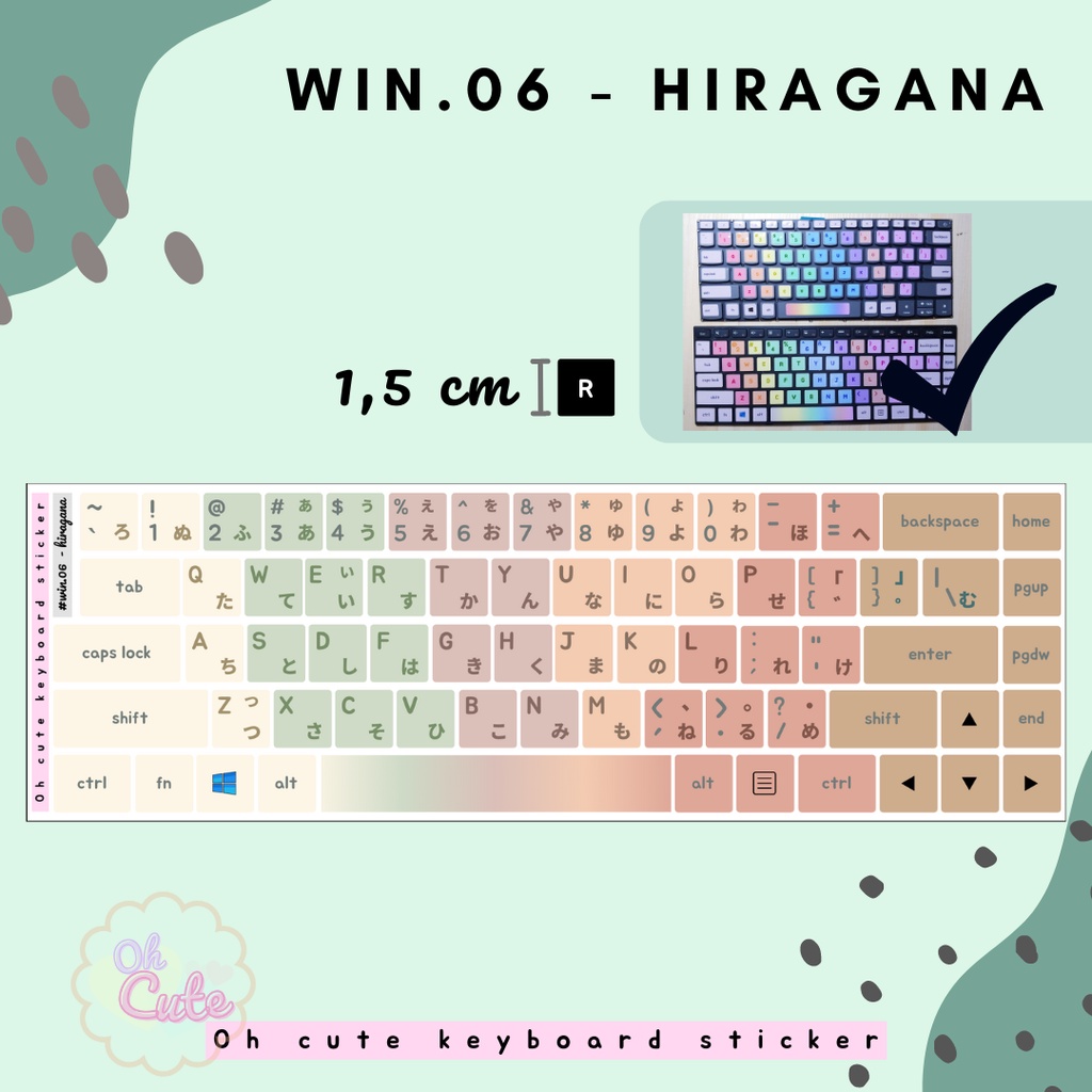 Jual Japanese Hiragana Keyboard Sticker for Windows Aesthetic Palette