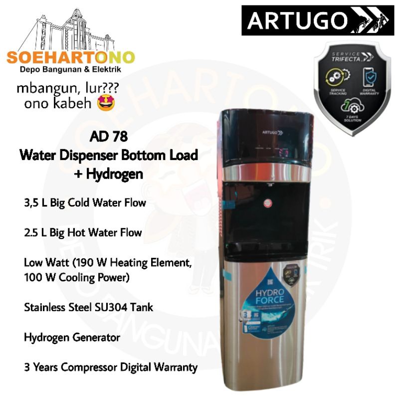 Jual Artugo AD 78 Hydroforce Dispenser Air Galon Bawah + Hydrogen ...