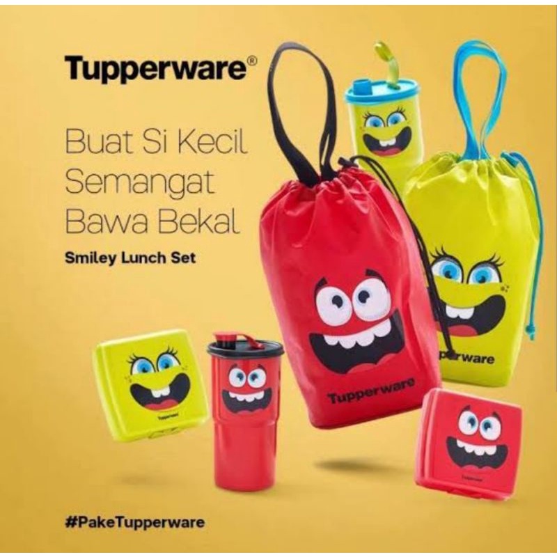 Jual lunch set tupperware ( smiley set ) original dan Baru | Shopee ...